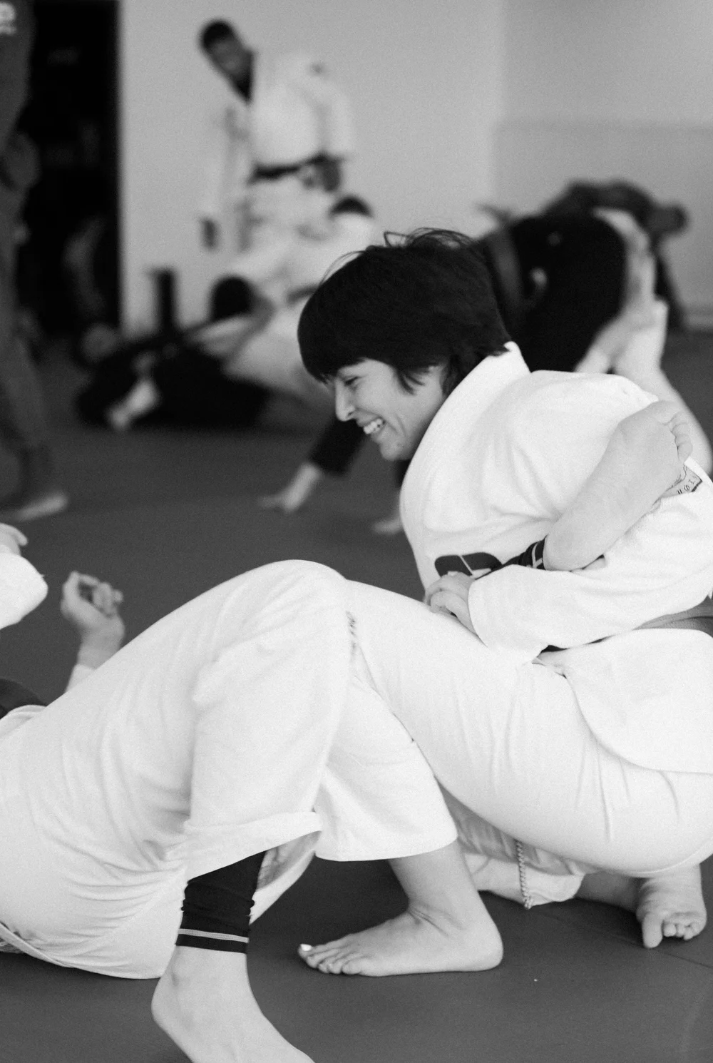 Beginner student drilling a Jiu-Jitsu position